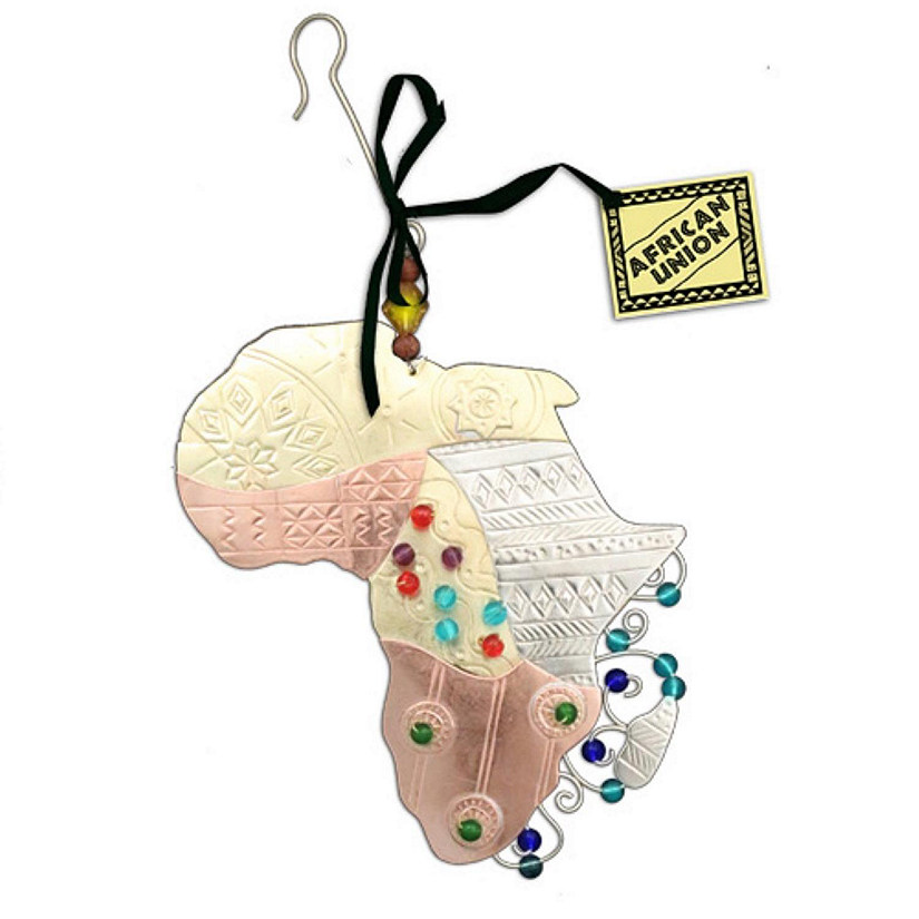 African Union Metal Christmas Tree Ornament Fair Trade Africa New Image
