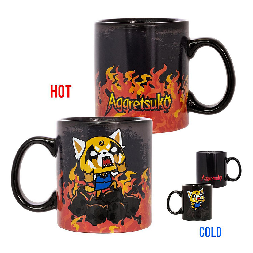 Aggretsuko Heat Reveal Fire & Skulls 20oz Ceramic Coffee Mug Image