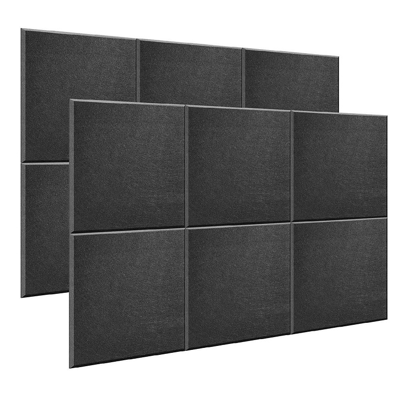 AGPTEK 12 Packs Acoustic Absorption Panels Black 12 * 12 * 0.4 Inches Sound Insulation Panels Beveled Edge Tiles Image
