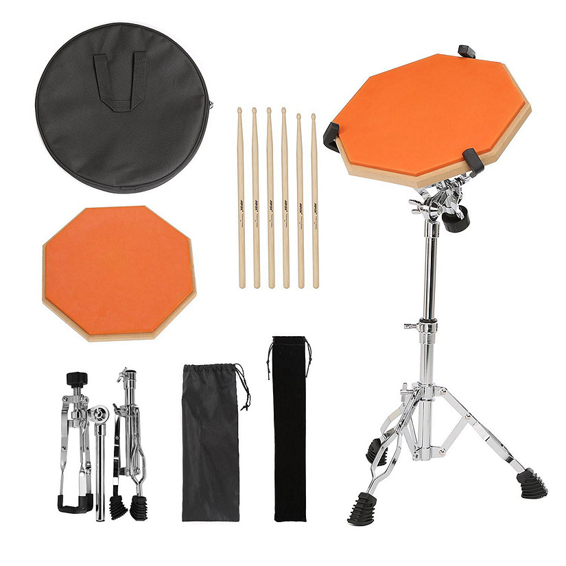 AGPtEK Drum Practice Pads with 3 Pairs of Drum Sticks and Adjustable Snare Drum Stand Image
