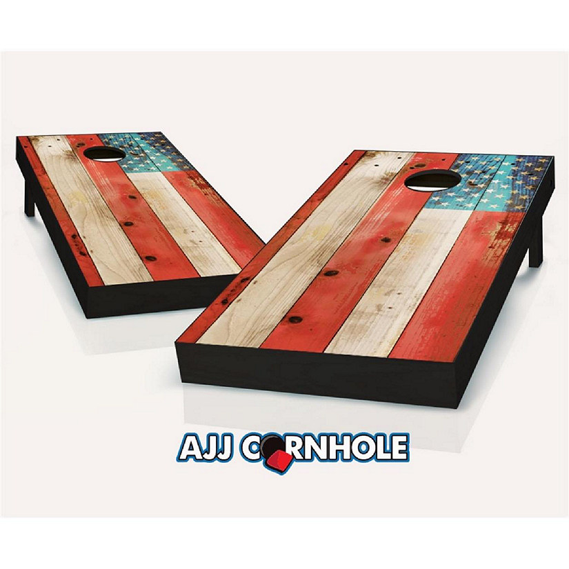 AJJCornhole 107-DistressedAmericanFlag Distressed American Flag Cornhole Set with Bags - 8 x 24 x 48 in. Image