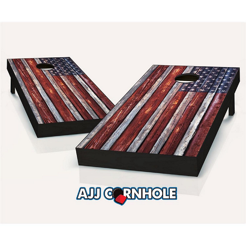 AJJCornhole  Country Rustic American Flag Cornhole Set with Bags - 8 x 24 x 48 in. Image
