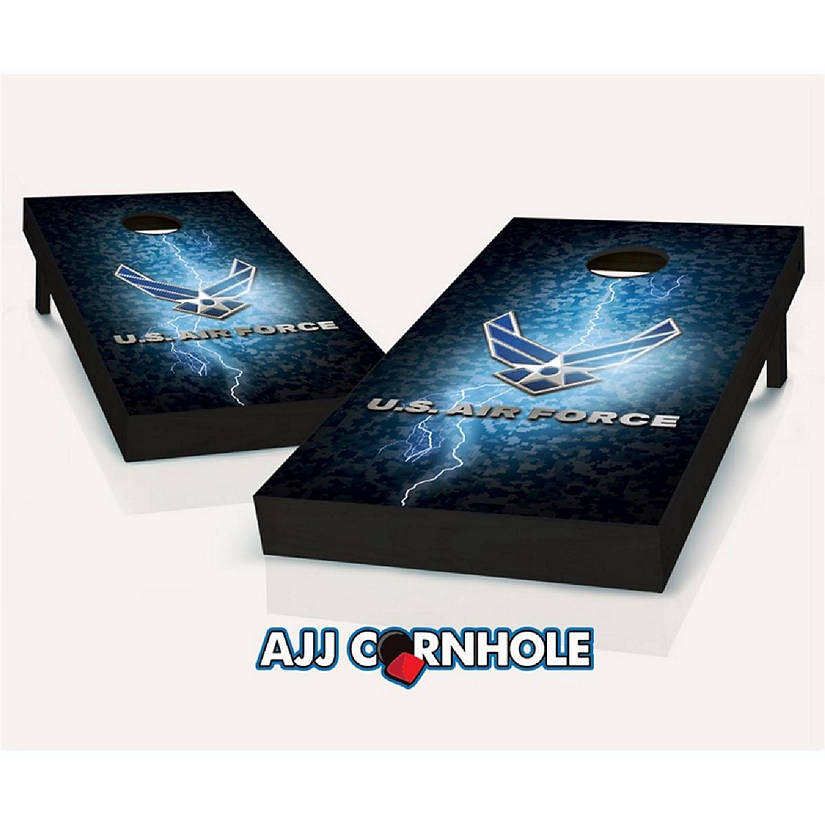AJJCornhole  US Air Force Lightning Theme Cornhole Set with Bags - 8 x 24 x 48 in. Image