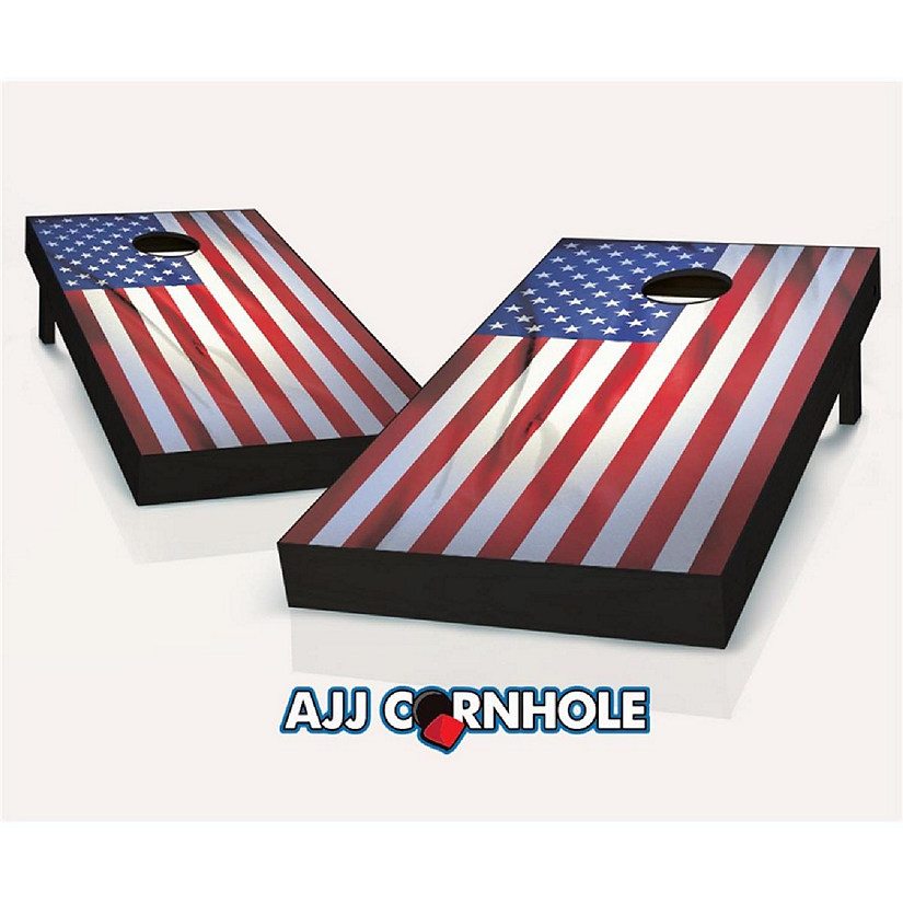 AJJCornhole  Wrinkled American Flag Cornhole Set with bags - 8 x 24 x 48 in. Image