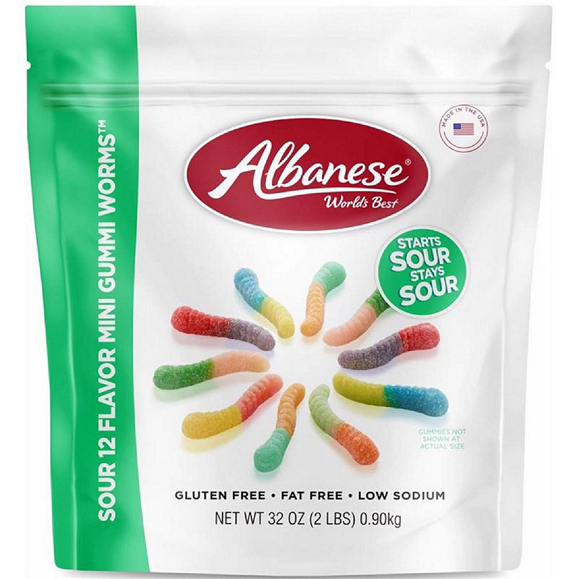 Albanese 6063558 32 oz Assorted Flavor Sour Gummi Worms Image