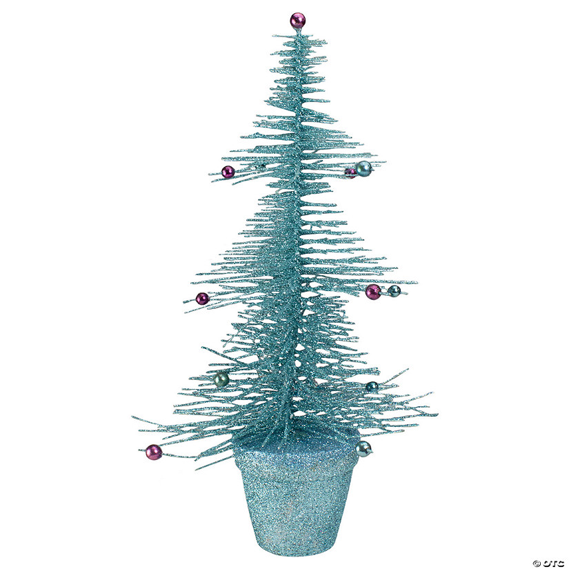 Allstate 16" Whimsical Turquoise Glittered Spike Table Tree - Unlit Image