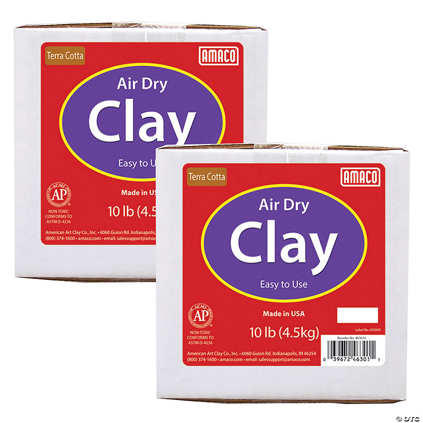 AMACO Air Dry Clay, Terra Cotta, 10 lbs. Per Box, 2 Boxes Image