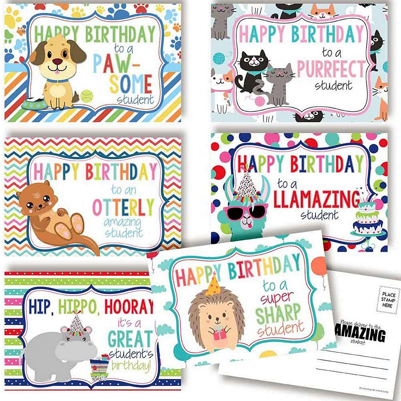 AmandaCreation Animal Birthday Teacher Postcards 30pc. Image