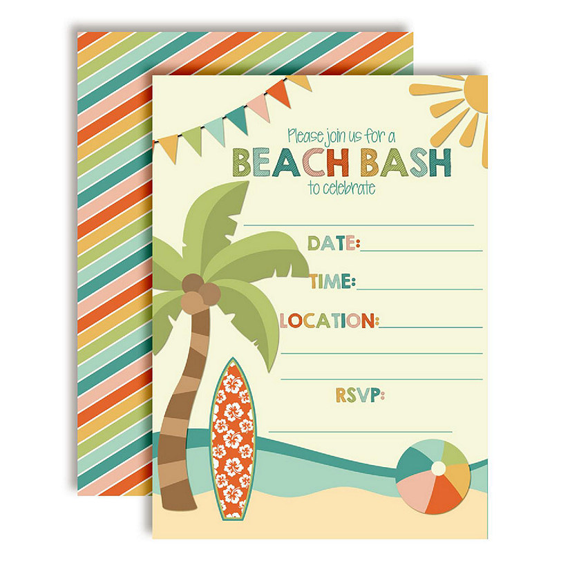 AmandaCreation Beach Bash Birthday Invites 40pc. Image