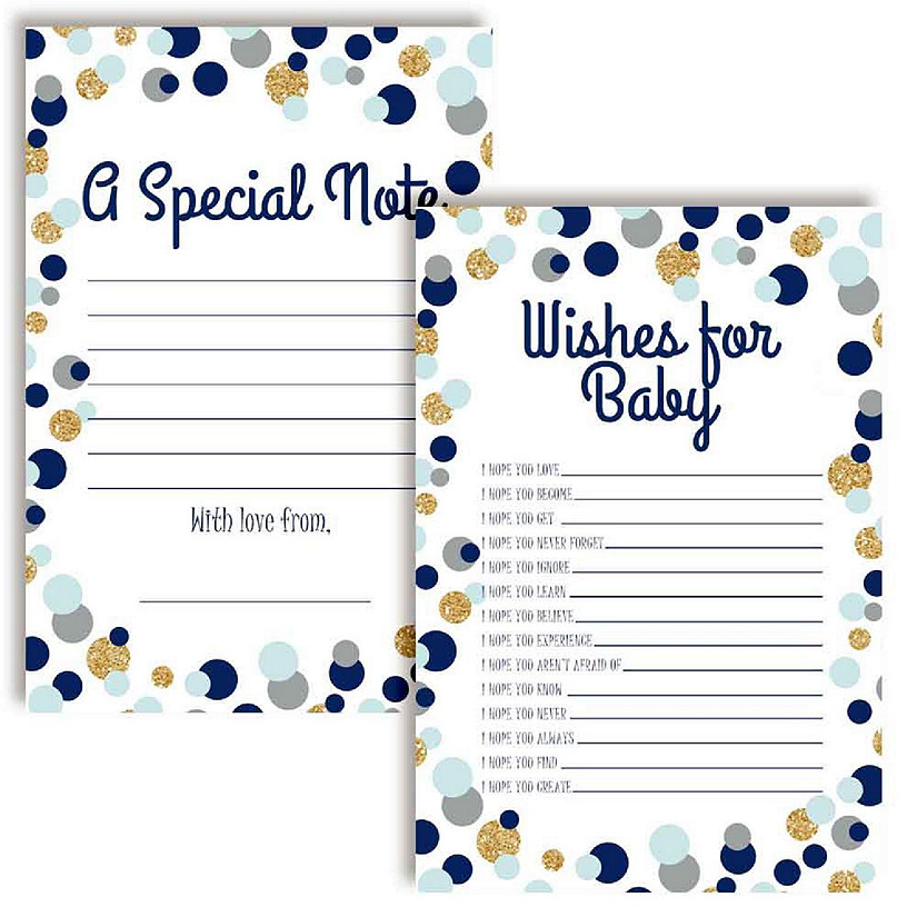 AmandaCreation Blue and Gold Polka Dot Baby Wishes 20pc. Image