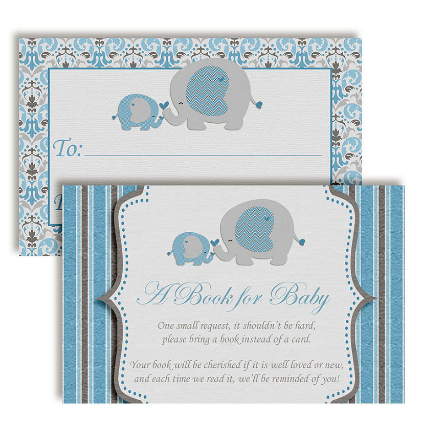 AmandaCreation Blue Elephant Book Card 20pc. Image