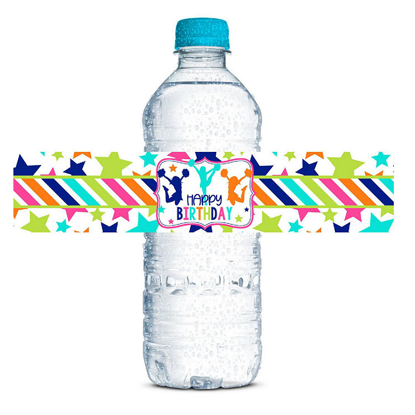 AmandaCreation Cheerleading Birthday Water Bottle Labels 20 pcs. Image