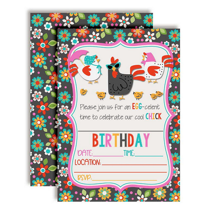 AmandaCreation Cool Chick Birthday Invites 40pc. Image