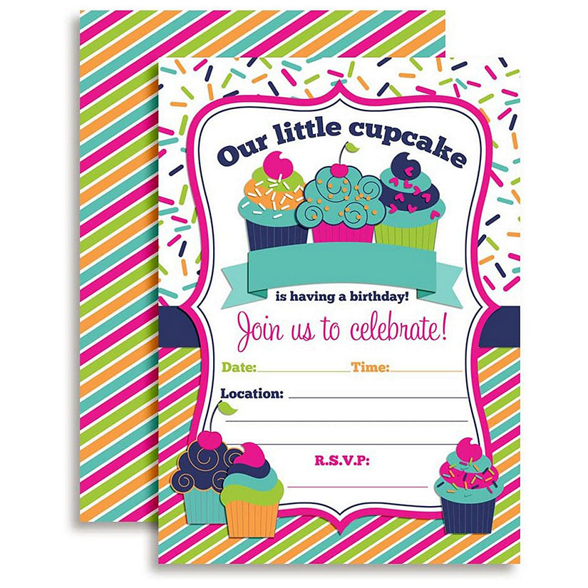 AmandaCreation Cupcake Birthday Invites 40pc. Image
