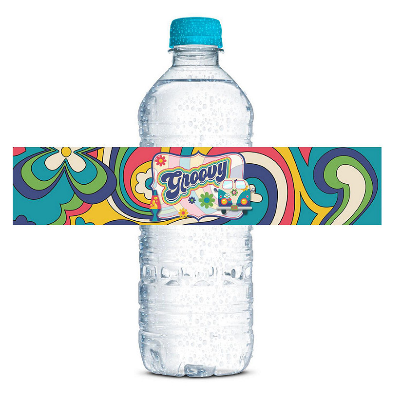 AmandaCreation Groovy Birthday Water Bottle Labels 20 pcs. Image