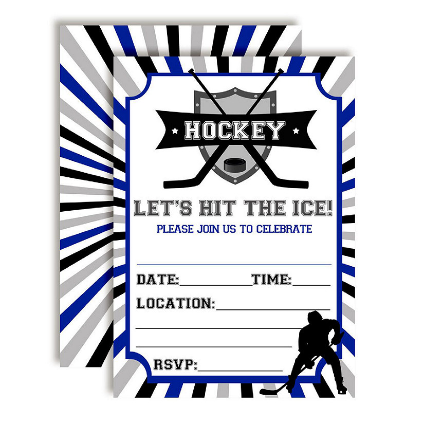 AmandaCreation Hockey Blue Invites 40pc. Image