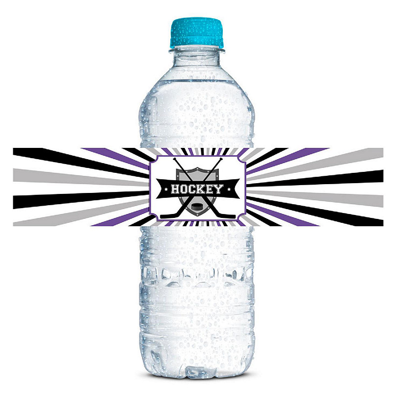AmandaCreation Hockey Purple Water Bottle Labels 20 pcs. Image