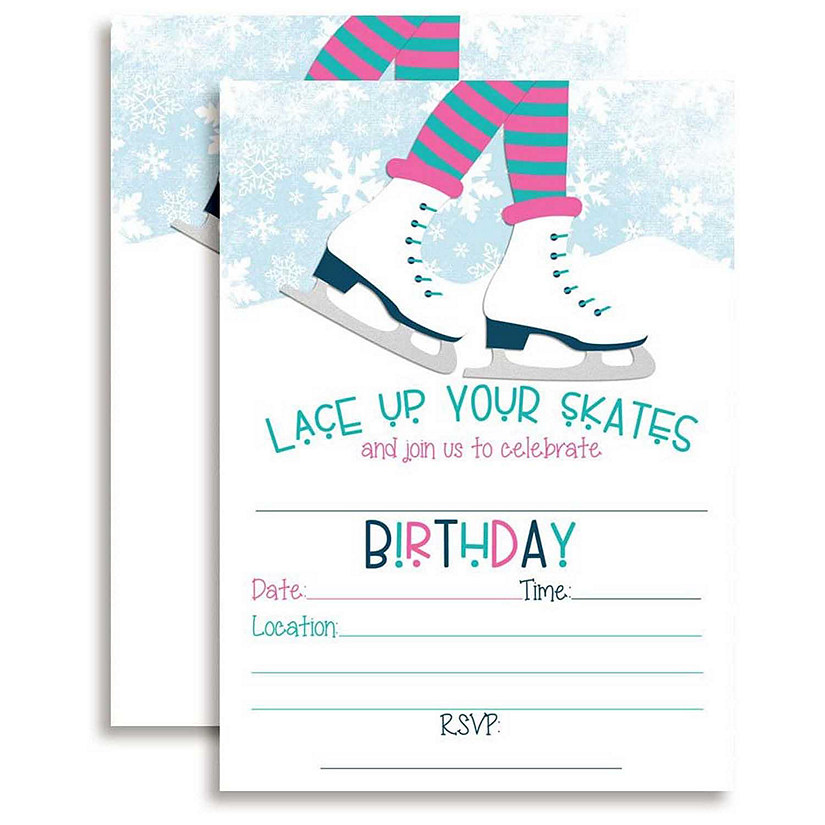 AmandaCreation Ice Skating Birthday Invites 40pc. Image