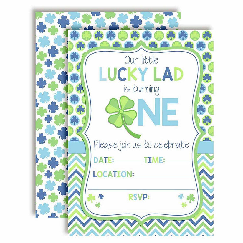 AmandaCreation Lucky Lad 1st Birthday Boy Invites 40pc. Image