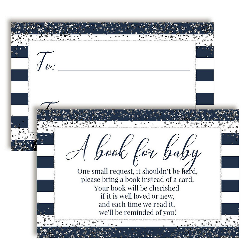 AmandaCreation Navy and Silver Book Card 20pc. Image