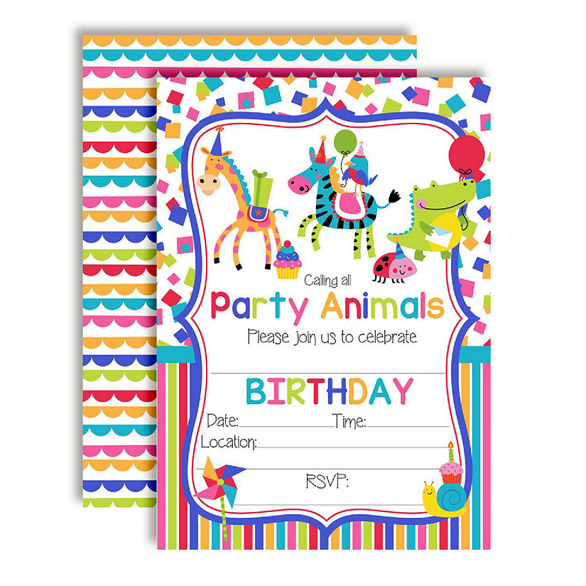 AmandaCreation Party Animals Birthday Invites 40pc. Image