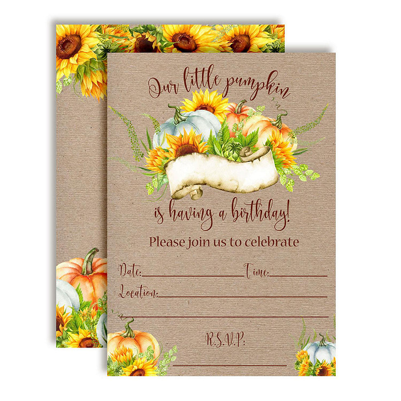 AmandaCreation Pumpkin and Sunflower Birthday Invites 40pc. Image