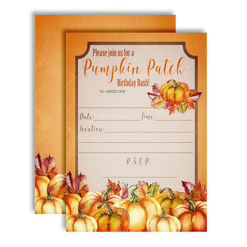 AmandaCreation Pumpkin Patch Birthday Invites 40pc. Image