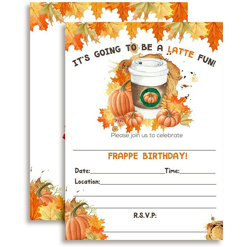 AmandaCreation Pumpkin Spice Latte Birthday Invites 40pc. Image