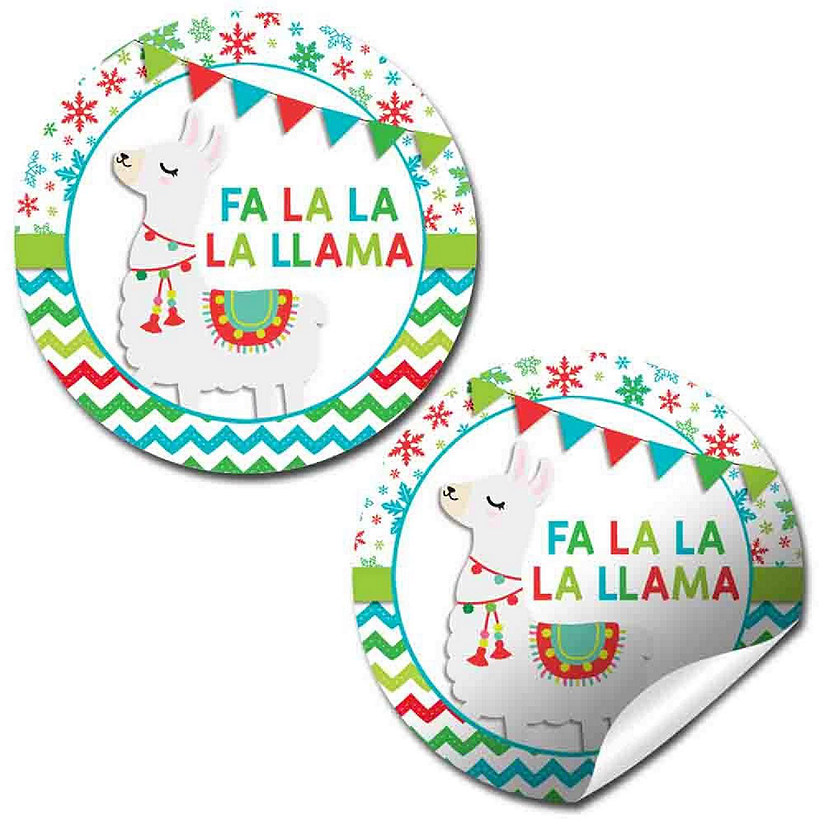 AmandaCreation Snowflake Llama Christmas Envelope Seals 40pc. Image