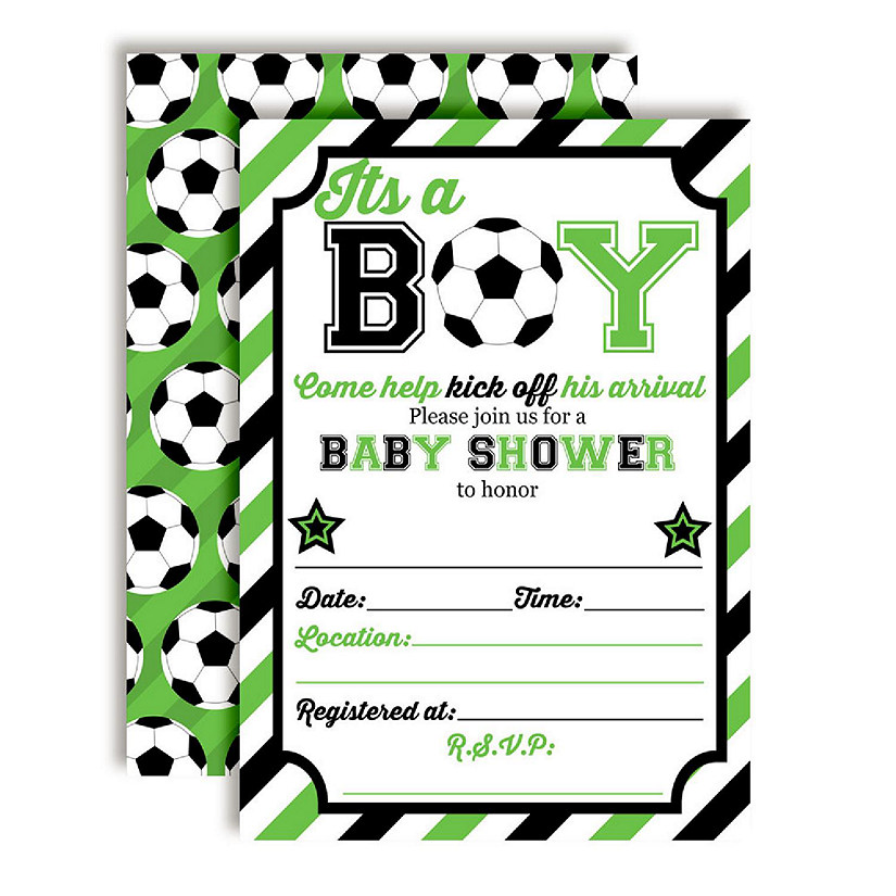 AmandaCreation Soccer Baby Shower Invites 40pc. Image