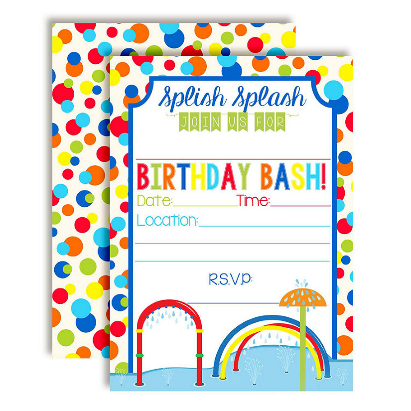 AmandaCreation Splash Pad Boy Birthday Invites 40pc. Image