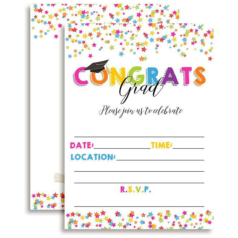 AmandaCreation Star Confetti Congrats Grad Invites 40pc. Image