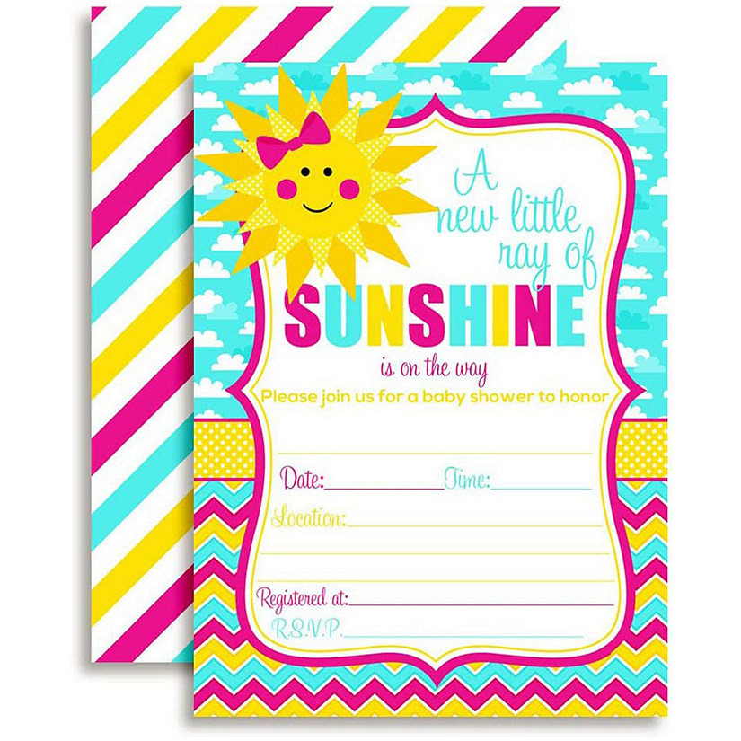 AmandaCreation Sunshine Baby Girl Invites 40pc. Image
