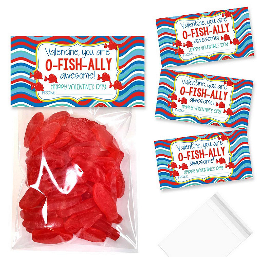 AmandaCreation Swedish Fish Valentine Bag Toppers 40pc. BAG FILLER NOT INCLUDED Image