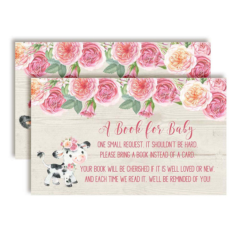 AmandaCreation Watercolor Cow Pink Book Card 20pc. Image