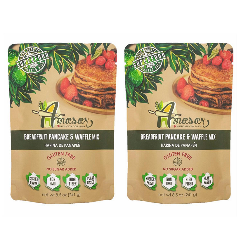 Amasar Breadfruit Pancake and Waffle Mix, Gluten-Free Non-GMO High-Fiber No Sugar Added, 8.5 Oz - 2pk Image