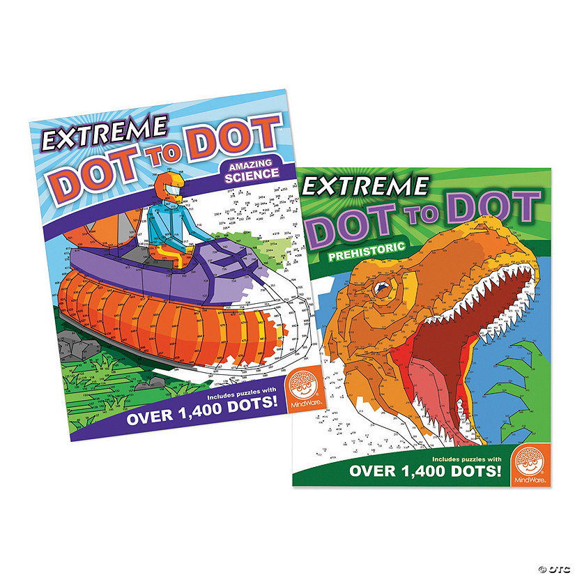 Amazing Science and Prehistoric Extreme Dot to Dot Books: Set of 2 Image