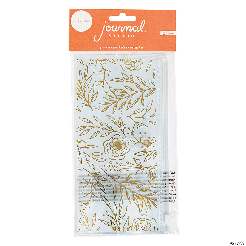 American Crafts&#8482; Gold Floral Journal Pencil Pouch Image