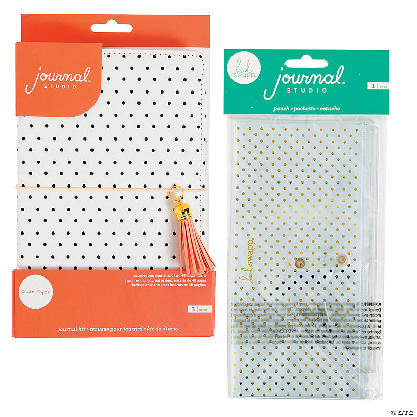 American Crafts&#8482; Polka Dot Journal & Pencil Pouch Kit - 4 Pc. Image