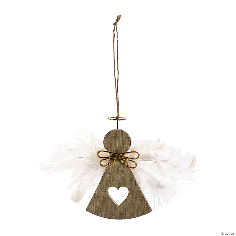 Angel with Marabou Wings Wood Christmas Ornaments - 12 Pc. Image