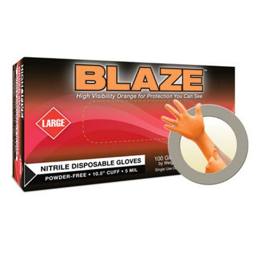 Ansell Healthcare Products MICN481 Nitrile Blaze Exam PF Gloves, Orange - Small - Box of 100 Image