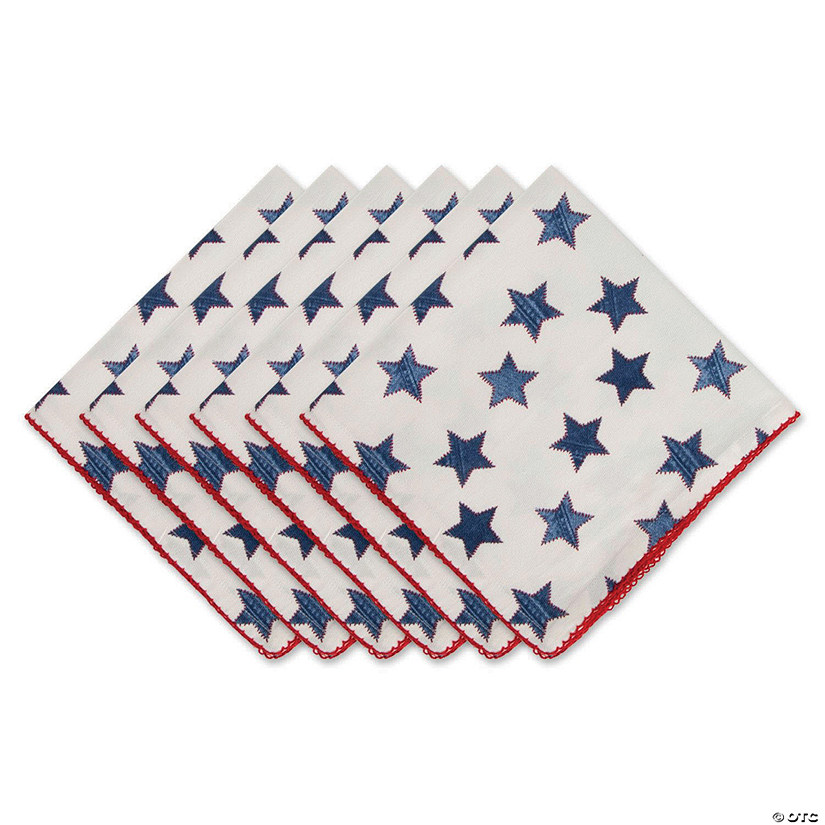Antique Blue Stars With Embroidered Edge Napkin (Set Of 6) Image