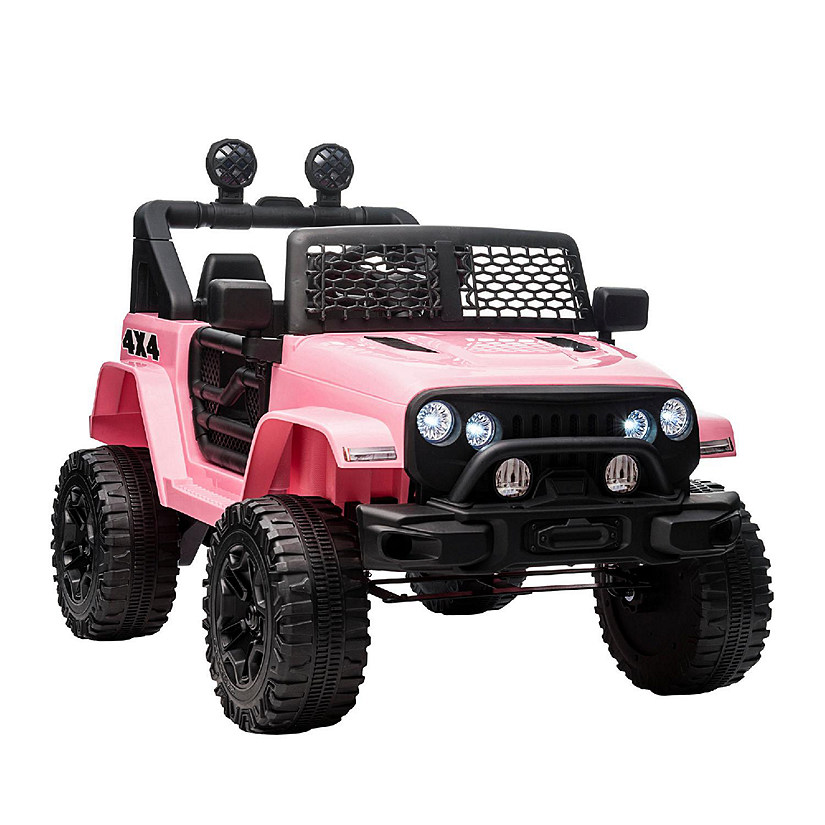 Aosom 12V Kids Ride On Car Electric Battery Powered Off Road Truck Toy with Parent Remote Control Adjustable Speed Pink Image