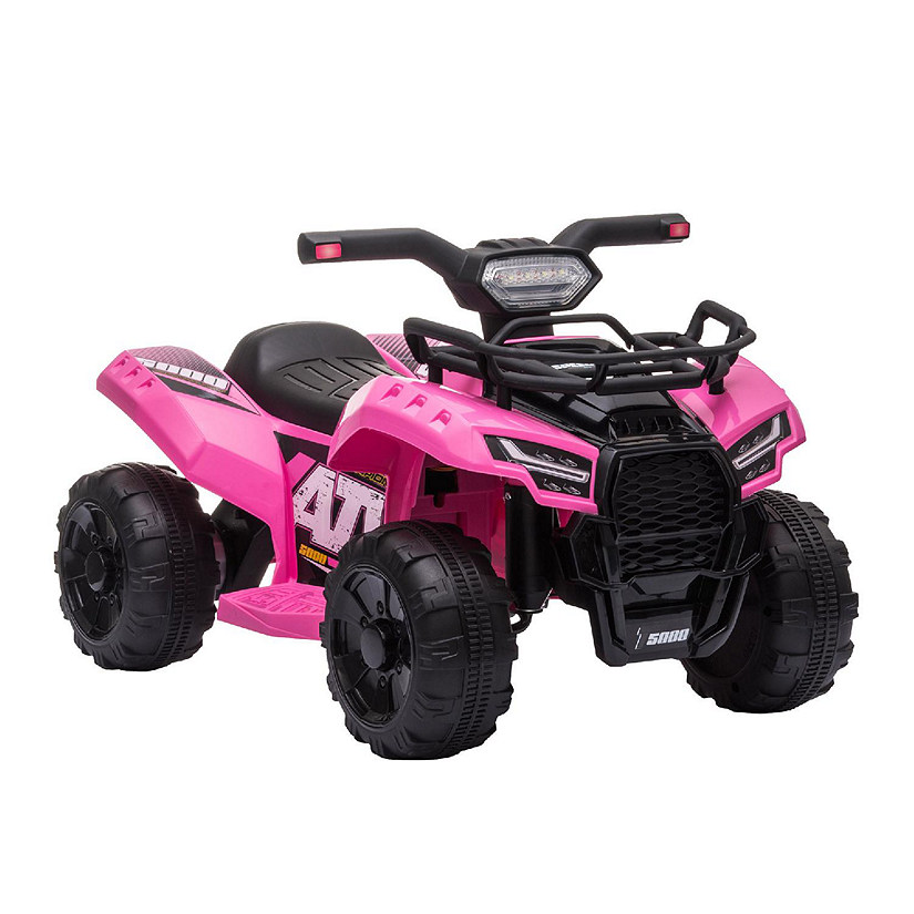 Aosom Kids Ride on ATV Four Wheeler Car with Real Working Headlights 6V Battery Powered Motorcycle for 18 36 Months Pink Image