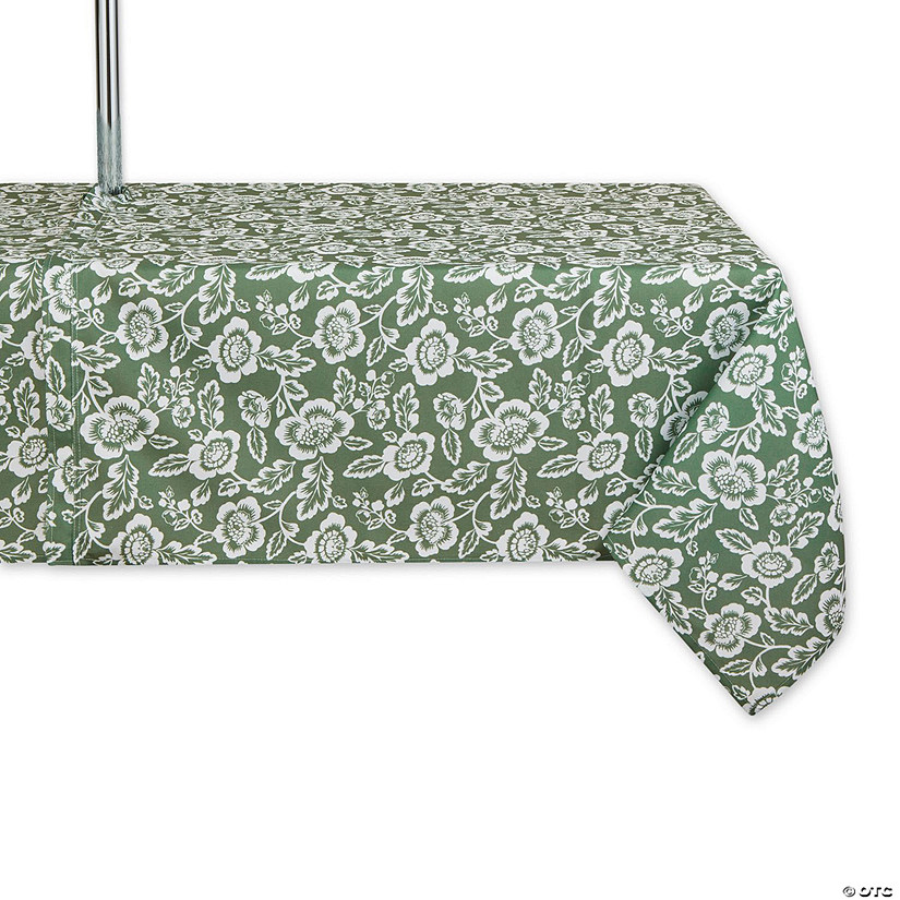 Artichoke Green  Floral Print Outdoor Tablecloth With Zipper, 60X84 Image