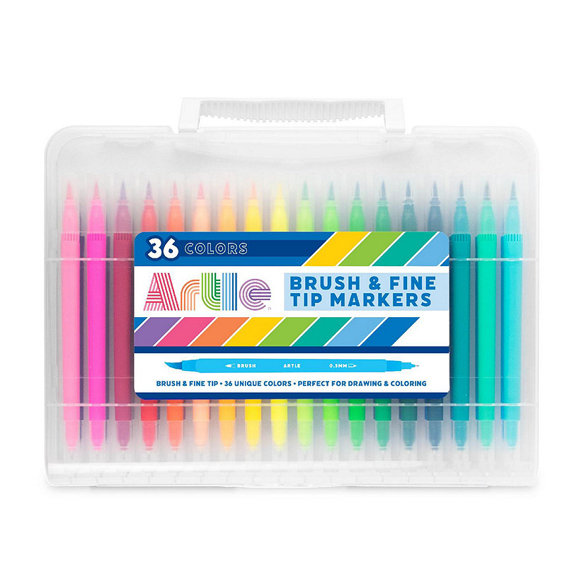 Artle Double Ended Brush Fine Tip Markers 36 Colors Image