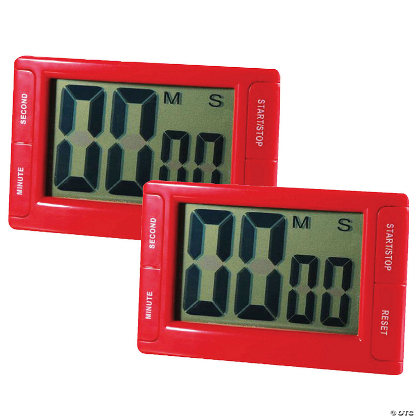 Ashley Productions Big Red Digital Timer 3.75" x 2.5" with Magnetic Backing and Stand, Pack of 2 Image