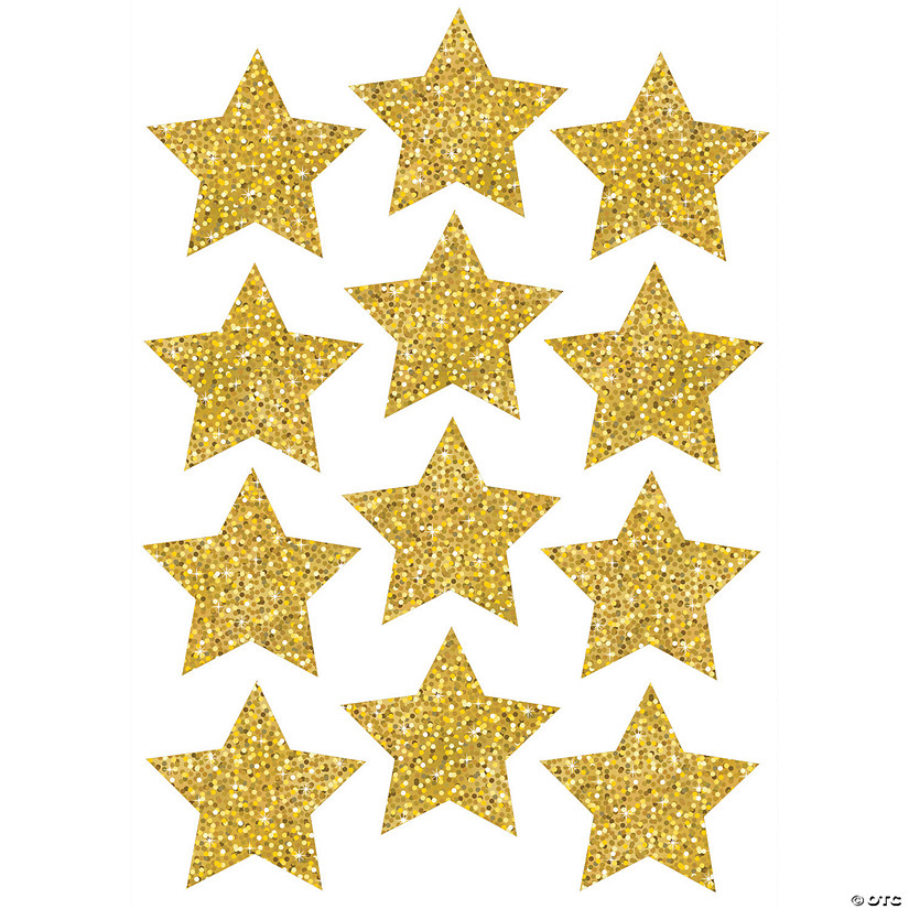 Ashley Productions Die-Cut Magnets, 3" Gold Sparkle Stars, 12 Per Pack, 6 Packs Image