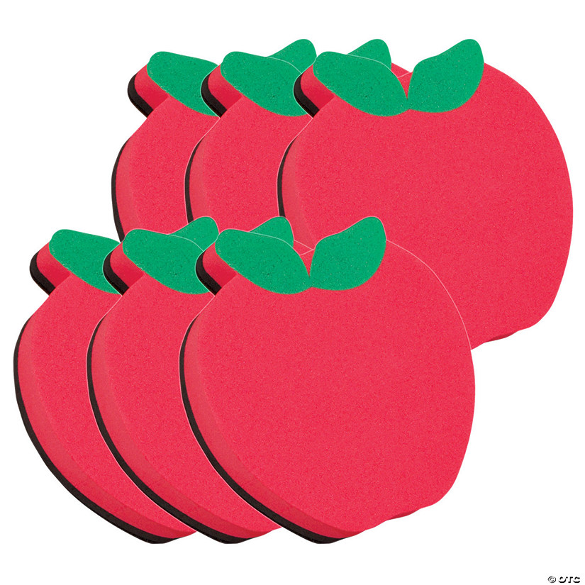 Ashley Productions Magnetic Whiteboard Eraser, Apple, Pack of 6 Image
