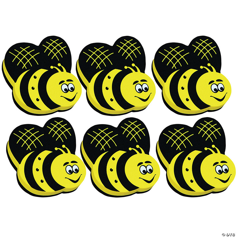 Ashley Productions Magnetic Whiteboard Eraser, Bee, Pack of 6 Image